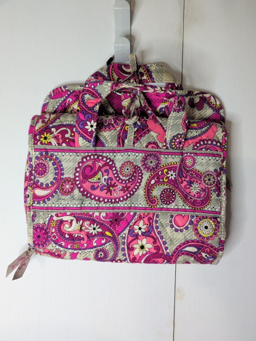 Vera Bradley Pink Paisley Meets Plaid Keep It Up Hanging Travel Organizer
